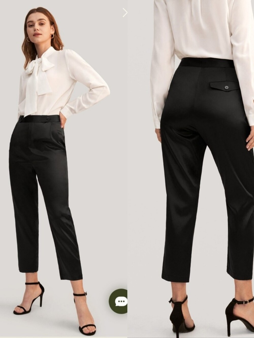New LilySilk Silk Comfort Fit Cigarette Crop High Waist Straight Trouser Pants